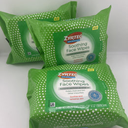 Zyrtec Soothing Non-Medicated Face Wipes 25 Count X3 (75 Total Wipes)