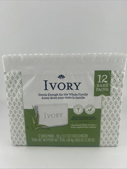 Ivory Bar Soap With Aloe All Skin Types 12 Count 3.17 oz/each New