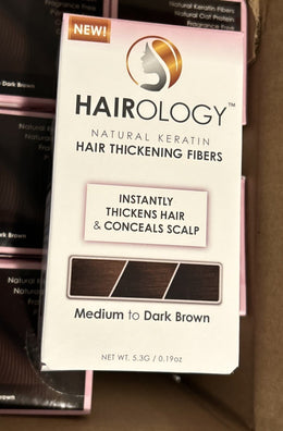 Hairology Meduim To Dark Brown Hair Thickening Fibers Pump (Box Of 6) New