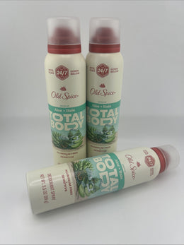 Lot of 3 ~ Old Spice Aloe + Rain Scent Total Body Spray ~ 3.5oz