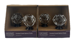 Faceted Crystal Sphere Curtain Rod Finials- Gunmetal - (4 Total Finals)