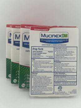 Mucinex DM Maximum Strength 12 Hour 56 Tablets (4 x 14) Exp 02/2027