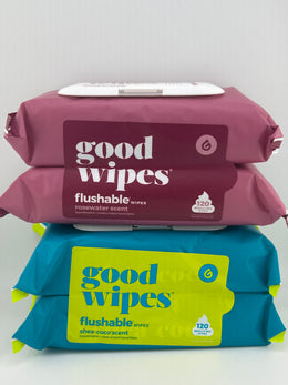 Goodwipes Flushable Wipes Variety 4-Pack, 240 Ct, Shea-Coco & Rosewater