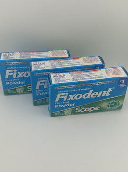 Fixodent Extra Hold Powder Plus Scope 1.6 oz 3 Pack Denture Adhesive Exp 08/2027