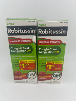 Robitussin Maximum Strength Cough Chest Congestion DM 4 fl oz 2 Pack EXP 02/2028
