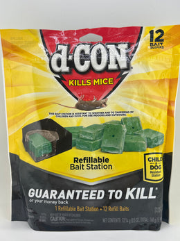 d-CON Corner Fit Refillable Mouse Bait Station with 12 Refills, 3-Pack