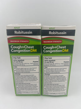Robitussin Maximum Strength Cough Chest Congestion DM 4 fl oz 2 Pack EXP 02/2028