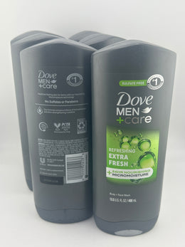 Dove Men+Care Extra Fresh Refreshing Body & Face Wash 13.5 fl oz 6 Pack