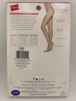 Hanes Premium Silky Sheer Control Top Pantyhose Size S Nude, 6-Pack
