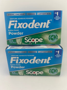 Fixodent Extra Hold Powder Plus Scope 1.6 oz 3 Pack Denture Adhesive Exp 08/2027