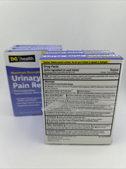 DG Urinary Pain Relief Fast Acting UTI Relief Bladder Tablets 72 Total