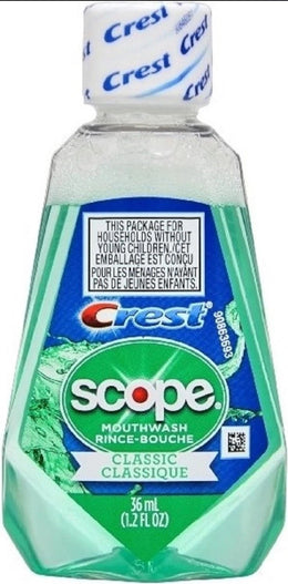 Scope Travel Size Mouthwash Classic Original Mint 1.2 Oz (60 Pack)