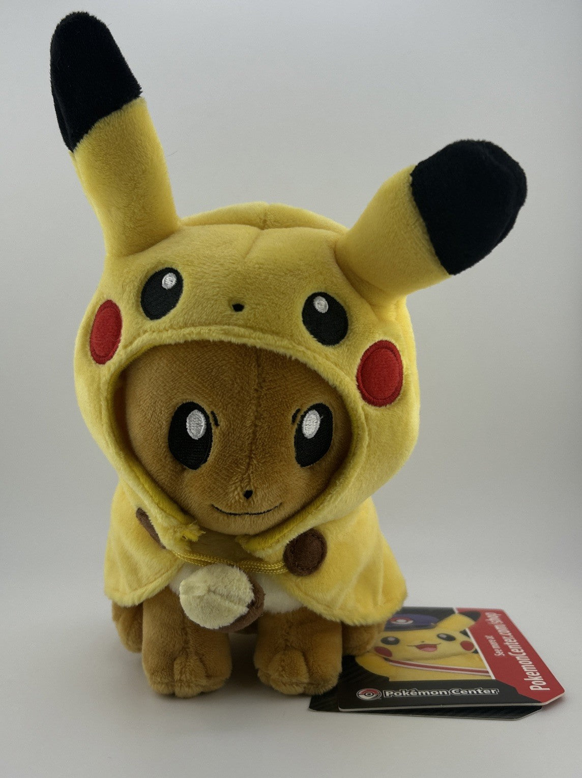 Official Authentic Pokemon Center Eevee Wearing Pikachu Cape Plush Plushie RARE