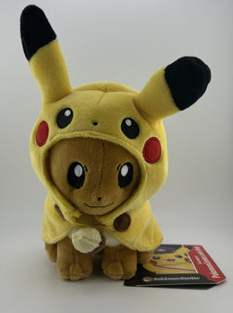 Official Authentic Pokemon Center Eevee Wearing Pikachu Cape Plush Plushie RARE