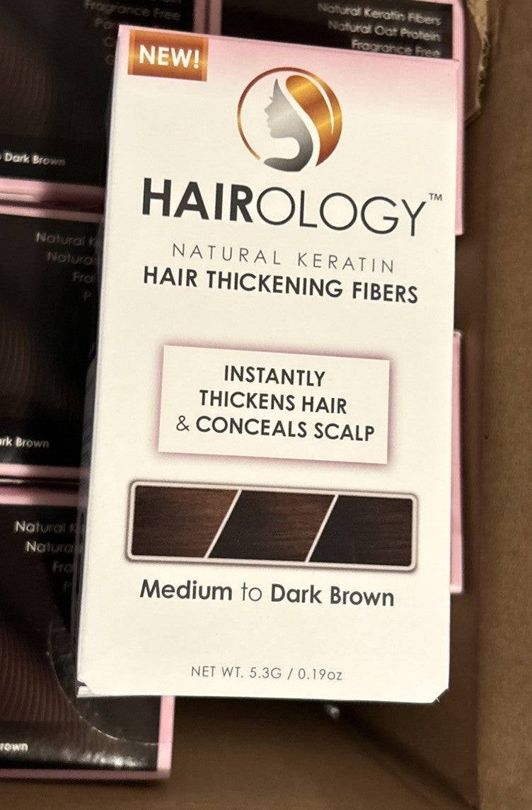 Hairology Meduim To Dark Brown Hair Thickening Fibers Pump (Box Of 6) New