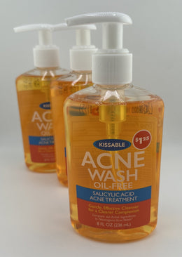 Kissable Acne Wash Oil-Free Salicylic Acid Acne Treatment 8oz (3-pack)