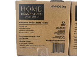 Faceted Crystal Sphere Curtain Rod Finials- Gunmetal - (4 Total Finals)