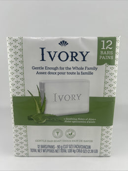 Ivory Bar Soap With Aloe All Skin Types 12 Count 3.17 oz/each New