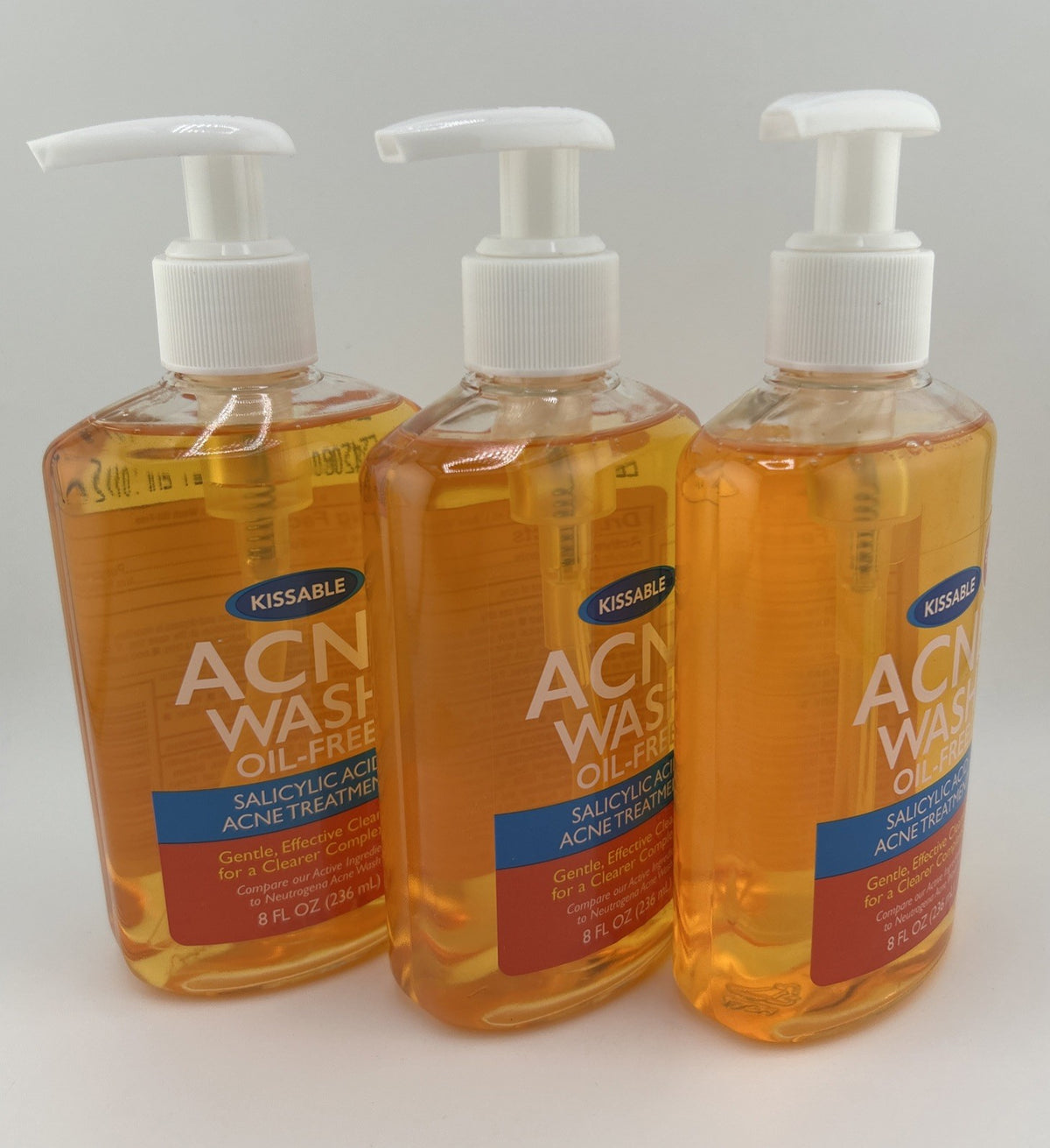 Kissable Acne Wash Oil-Free Salicylic Acid Acne Treatment 8oz (3-pack)