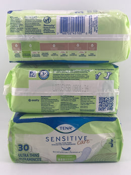 TENA Sensitive Care Ultra Thin Light Pads Regular 3 Packs 90 Total