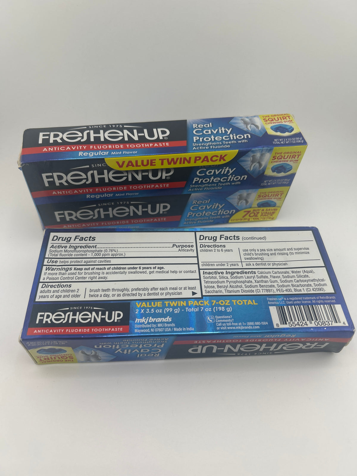 Freshen-Up Mint Fluoride Toothpaste 4 Tubes 3.5 oz Each 2 Twin Packs Exp 01/2028