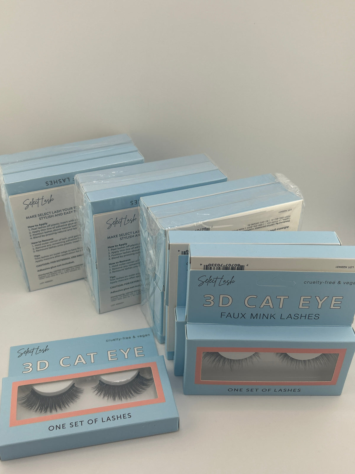 Select Lash 3D Cat Eye Faux Mink False Eyelashes Black 24 Packs 24 Pairs Box